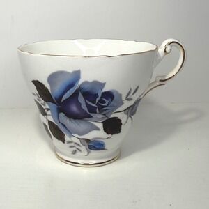 Regency English Bone China Teacup Blue Rose Gold Trim Made in England